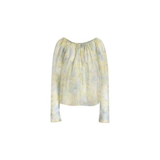 Alberta Ferretti Silk Organza Blouse With Floral Print - female - Alberta Ferretti - Blouses - Multicolor - XL - Blouses & Shirts