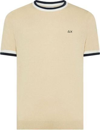 Sun 68 T-Shirt Sweater Strepen Details Korte Mouw - Heren - T-shirts - Beige - L - Katoen - Tops