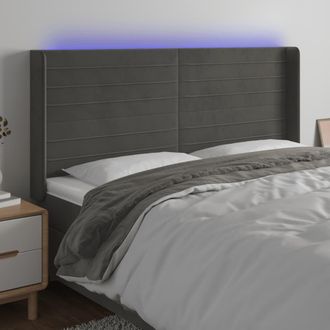 vidaXL Cabecero Con Led De Terciopelo Gris Oscuro 163x16x118/128 Cm Vidaxl