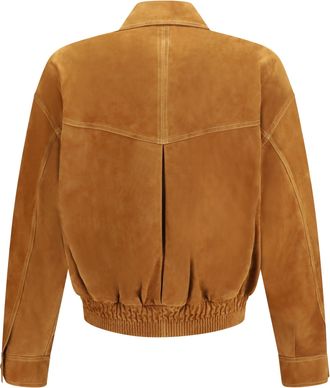 Versace Mens Leather Button Jacket Brown Lamb