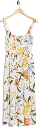 Ellen Tracy Keyhole Midi Dress in Whimsical Floral at Nordstrom Rack, Size X-Large