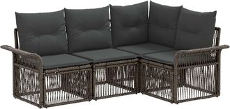 vidaXL Conjunto De Sof&aacute;s De Jard&iacute;n 4 Uds. Gris Rat&aacute;n Sint&eacute;tico Vidaxl