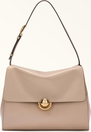 Furla Domus Borsa A Spalla M Cotone G Beige Pelle Di Vitello Varrenne + Camoscio Donna