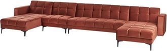 Beliani Beliani - Fabric Tufted 6 Seater U-Shaped Sofa Reclining 3 Position Backrest Click-Clack Red Alnes
