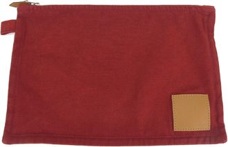 Hermès Bordeaux Cotton Leather Pouch (Pre-Owned)