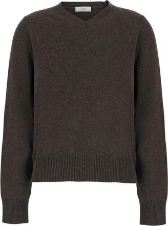 Mauro Grifoni Wool Cashmere Trui - Dames - V-hals truien - Bruin - S - Wol - Truien & Vesten