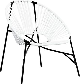 vidaXL Silla De Jard&iacute;n Con Forma Huevo Rat&aacute;n Sint&eacute;tico Blanco Y Negro Vidaxl