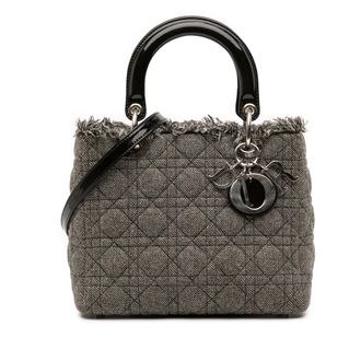Dior Pre-owned Womens Lady Top Handle Tweed Bag - Grey Textile - One Size