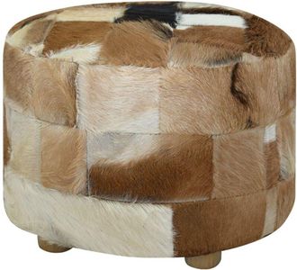 vidaXL Puf redondo de piel de cabra 50x50x45 cm Vidaxl