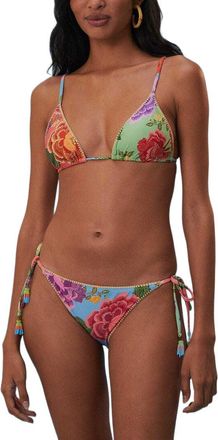 Farm Rio Farm Rio Flower Scarves Tie Side Full Cut Bikini Bottom