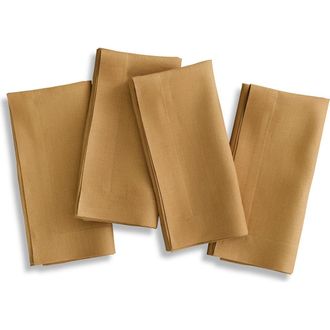 Solino Home Linen Dinner Napkins Set of 4, 20 x 20 Inch for Dining Table, Holiday and Everyday Table Decor - Fete in Caramel at Nordstrom, Size Large