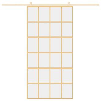 Berkfield Home Sliding Door Gold 102.5x205 cm Clear ESG Glass & Aluminium