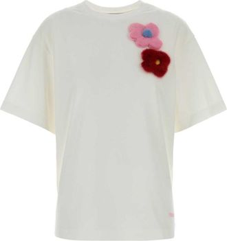 Fendi White Crew Neck Patchwork T-shirt