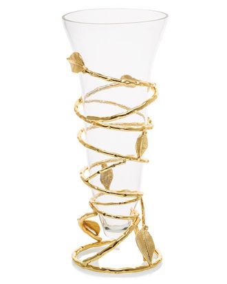 Alice Pazkus Clear Glass Vase With Removable Gold Leaf Base