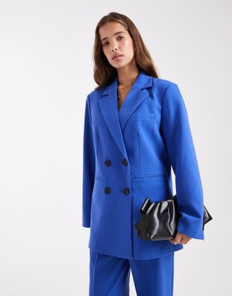 Vero Moda Blazer doppiopetto sartoriale blu scuro in coordinato