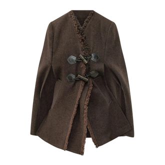Ganni Jassen, Dames, Bruin, XS, Wol, Peacoat Woldeken Cape