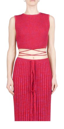 CHRISTOPHER ESBER Sleeveless Knit Tie Crop In Raspberry