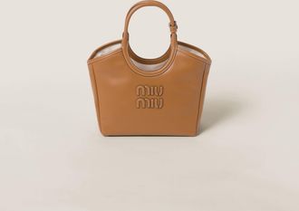 Miu Miu Ivy Leather Bag, Woman, Cognac