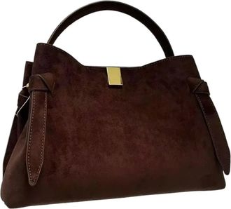 Generic Compatible For Women Handbag Suede Velvet Leather Solid Color Single Shoulder Crossbody Large Capacity Commuting Tote Bag(Coffee)