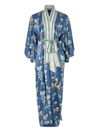 Temperley London silk robe - women - Viscose/Silk - S - Blue