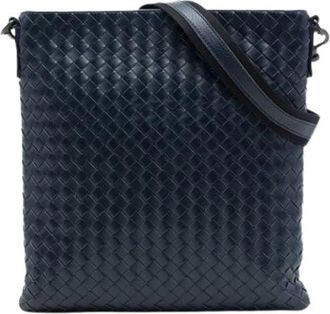 Bottega Veneta Pre-owned Woven Nappa Leather Crossbody Bag - Dames - Vintage Schoudertas - Blauw - ONE Size - Leer - Vintage