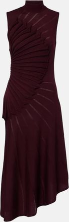 Alaia Alaïa Asymmetric pleated wool midi dress