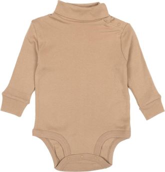 Leveret Cotton Boho Solid Turtleneck Bodysuit in Beige at Nordstrom, Size 12-18M