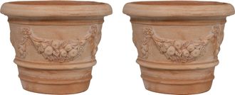 Biscottini International Set 2 Jarr&oacute;n Redondo De Terracota Macetero De Exterior 40x30 Cm Jardinera De Jard&iacute;n Hecho A Mano Made Italy Florero Para Balc&oacute;n