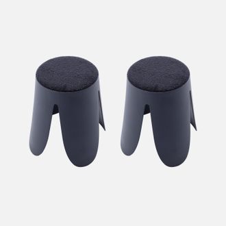 Sweeek Sweeek - Taburete Apilable Con Asiento Texturado, Set De 2, Niki, Azul Marino, 44x30x46 Cm