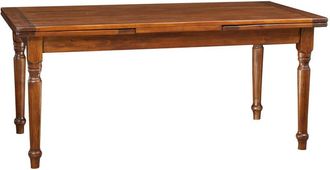 Biscottini International Biscottini - Country style solid lime wood, walnut finish extensible table. Made in Italy