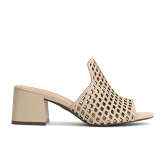 Kazar Stijlvolle muiltjes met mesh-uitsparingen - Dames - Muiltjes - Beige - 36 1/2 EU - Leer - Schoenen