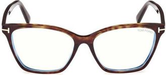 Tom Ford 56mm Cat Eye Blue Light Blocking Optical Glasses in Havana Eco/t Logo at Nordstrom