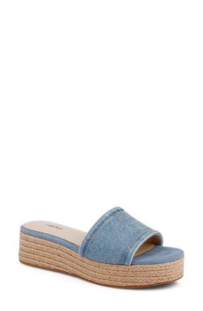 L'agence Ramani II Espadrille Platform Wedge Slide Sandal in Light Denim at Nordstrom, Size 7.5
