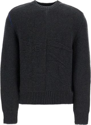 Burberry Trui met structuurbreisel en ronde hals - Heren - Cashmere truien - Zwart - L - Kasjmier - Truien & Vesten