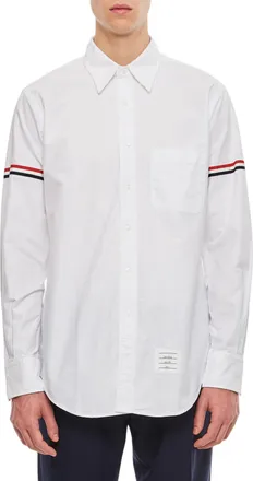 Thom Browne Long-Sleeved Button-Up Shirt With Grosgrain Stripes