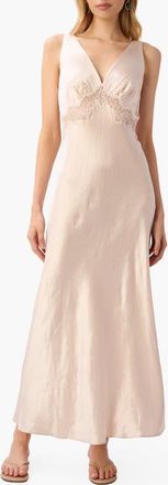 Cami NYC Rehka Sleeveless Lace & Satin Maxi Dress in Oat at Nordstrom, Size 00