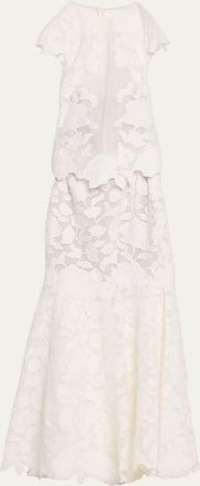 SIMKHAI Eloisa Floral-Embroidered Mesh Mermaid Gown