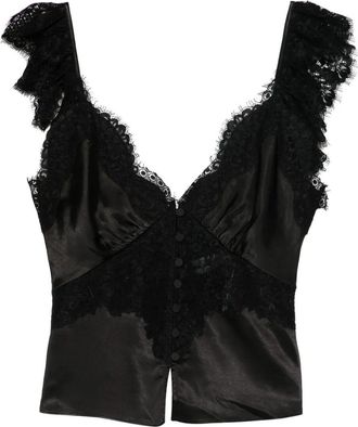 Self Portrait Satin Lace Top