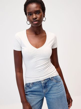 Twik Womens Organic cotton V-neck T-shirt Super slim fit