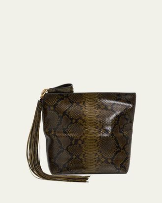 Michael Kors Lily Foldover Snakeskin-Embossed Clutch Bag