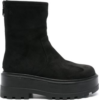 Calvin Klein Jeans 60mm faux-suede boots - women - Fabric/Rubber/Calf Leather/Polyester/Recycled Polyester - 36 - Black
