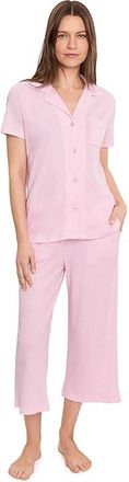 Karen Neuburger Short Sleeve Notch Top Capri Pajama Set Womens Pajama Sets Simple Dot : XL (Womens 18-20), Cotton/Polyester