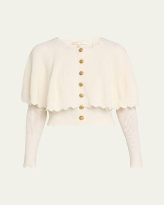 LoveShackFancy Daelyn Cashmere Cape Cardigan