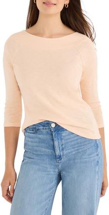 Nic+Zoe Boat Neck Three-Quarter Sleeve Cotton Blend Top in Orange Sherbert at Nordstrom, Size X-Large
