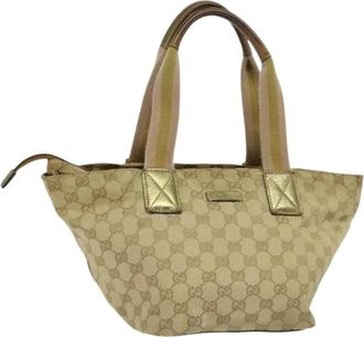 Gucci Pre-owned Vintage Canvas Handtas - Dames - Vintage Handtas - Beige - ONE Size - Leer - Vintage