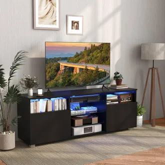 Costway Costway TV Stand Console Table for 65 inch TV Modern Entertainment Center in Black