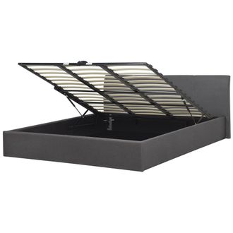 Beliani Cama Tapizada En Tela Gris 180 X 200 Cm Con Almacenaje Aspecto Minimalista Orbey