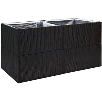 vidaXL Jardinera De Rat&aacute;n Sint&eacute;tico Negro 157x80x80 Cm Vidaxl