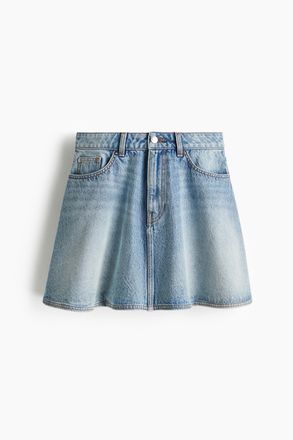 H&M Ausgestellter Minijupe aus Denim - Helles Denimblau