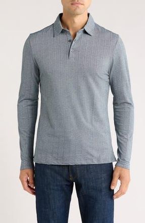 Robert Barakett Monolif Stripe Long Sleeve Polo in Night Teal at Nordstrom Rack, Size Xx-Large